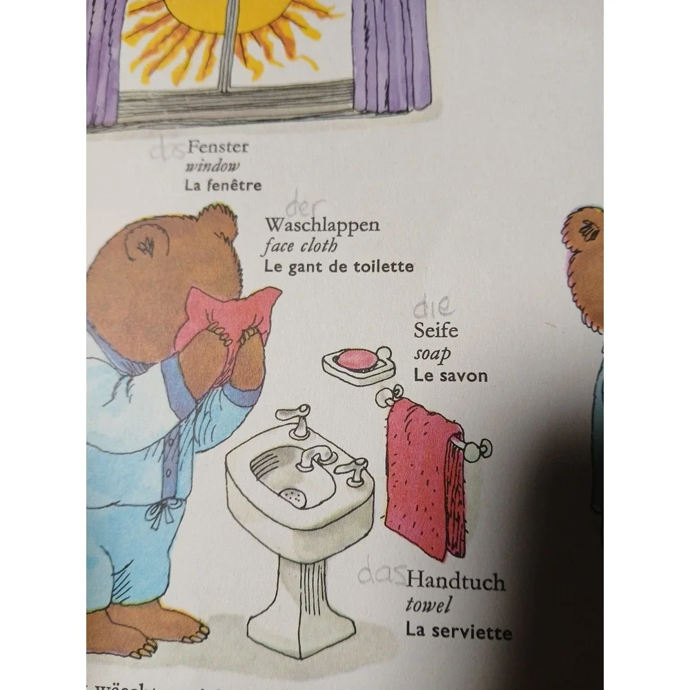 1975 RICHARD SCARRY DICTIONARY (English,‎ German,French) Worterbuch Vtg Rare